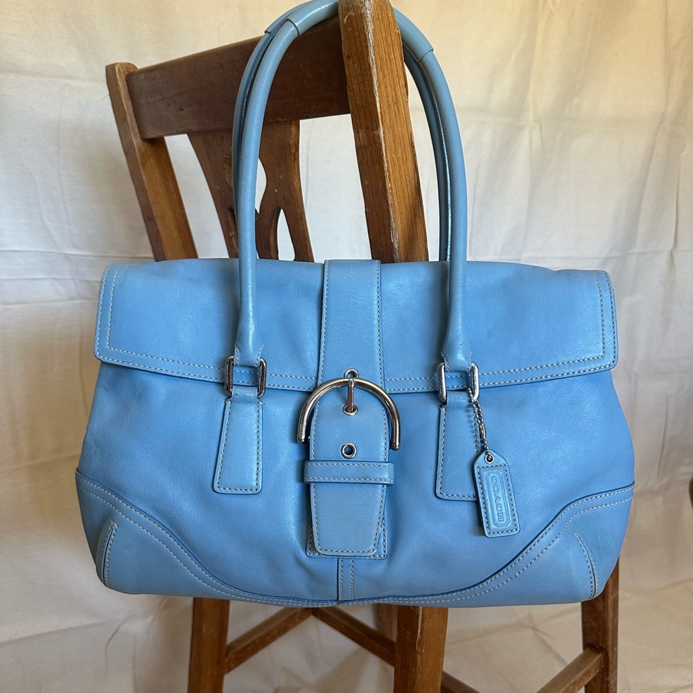 Vintage COACH Soho Buckle Satchel Y2K rare light blue 🩵